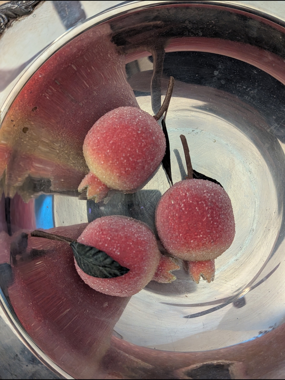 Poole Silver Footed Bowl & Sugared Faux Fruit Centerpiece Set - Picture 7 of 13